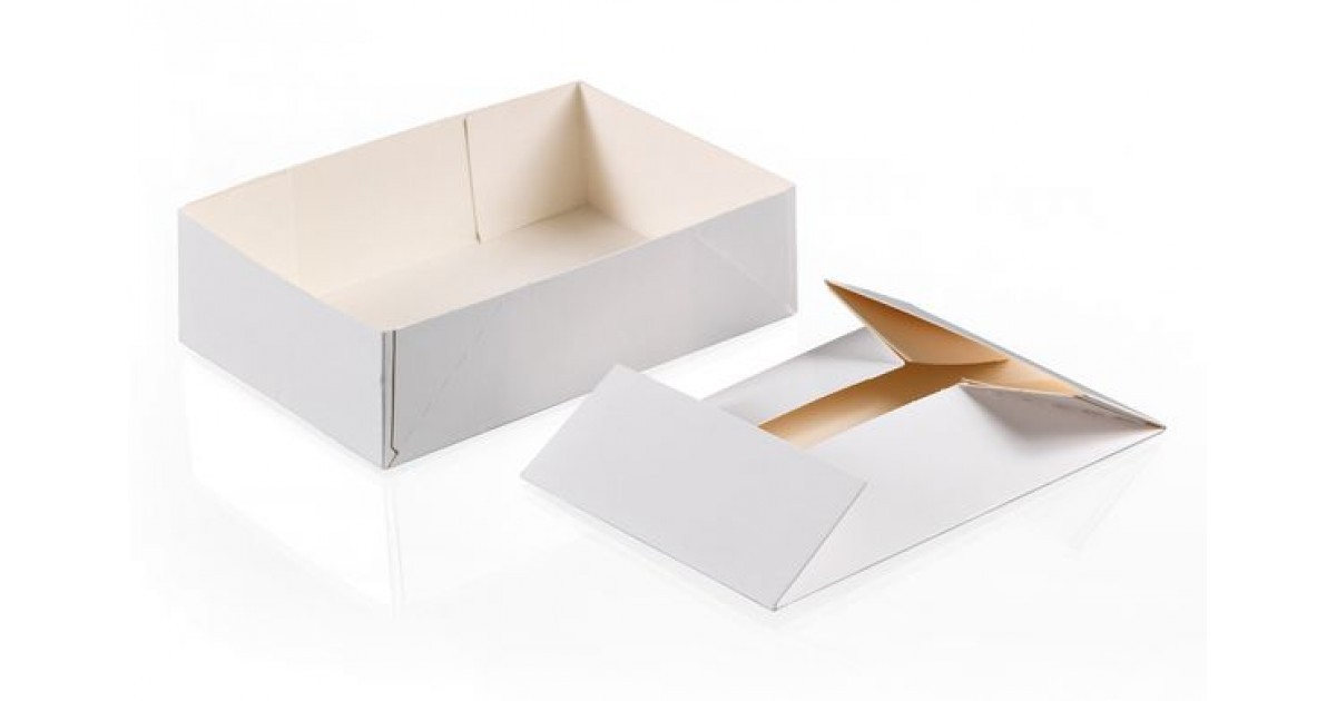 Boîte pâtissière blanche en carton avec couvercle à emporter