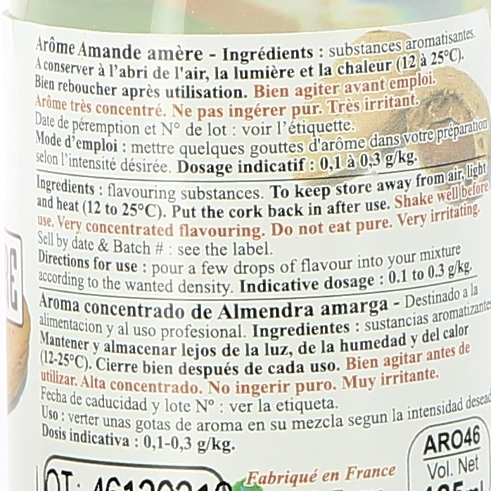 Arôme amande amère (concentré alimentaire) 125 ml