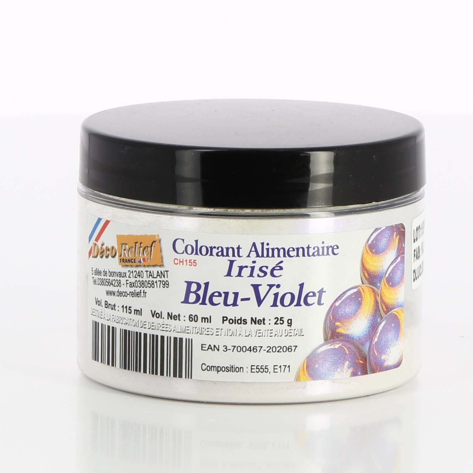 Colorant irisé bleu-violet (poudre alimentaire) 25 g - Deco Relief