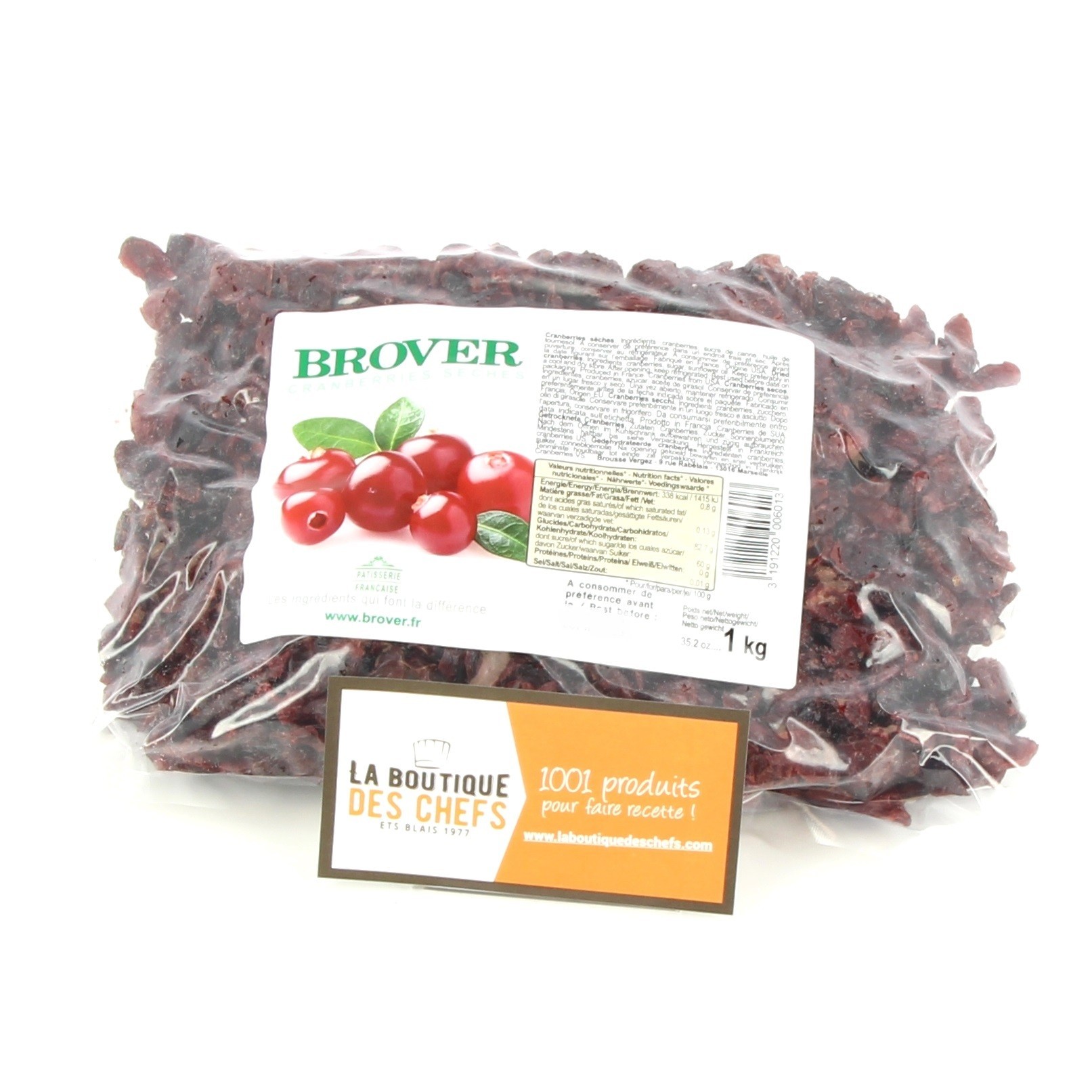 Cranberries sèches en sachet de 1 kg - Brover