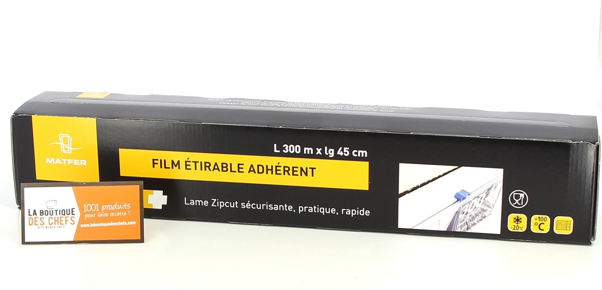 Film alimentaire étirable transparent - 300 m x lg 45 cm - Matfer