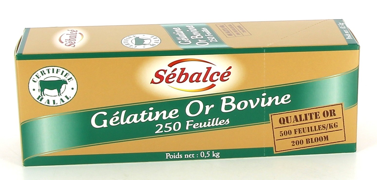 Gélatine or Bovine Certifiée HALAL 250 feuilles, 200 bloom. - SEBALCE
