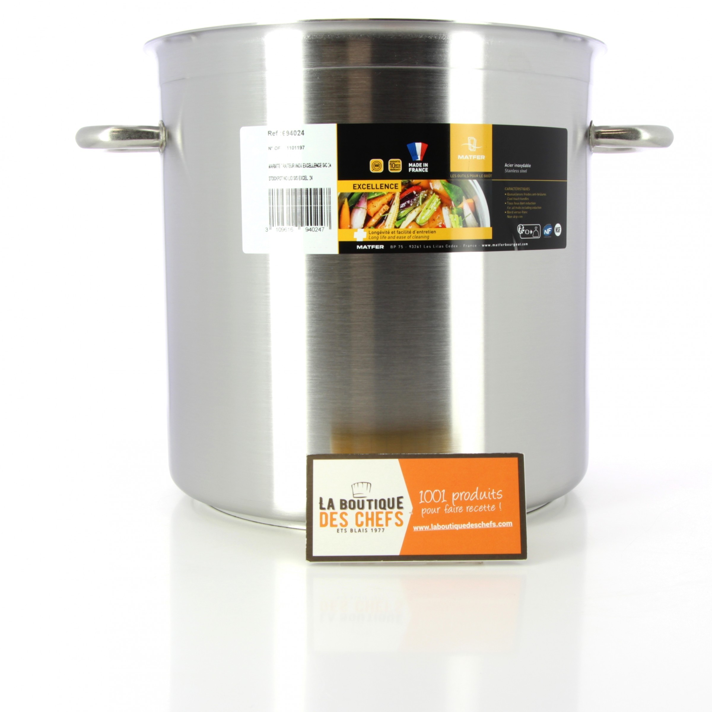 Marmite induction avec couvercle 40 cm 50 litres inox