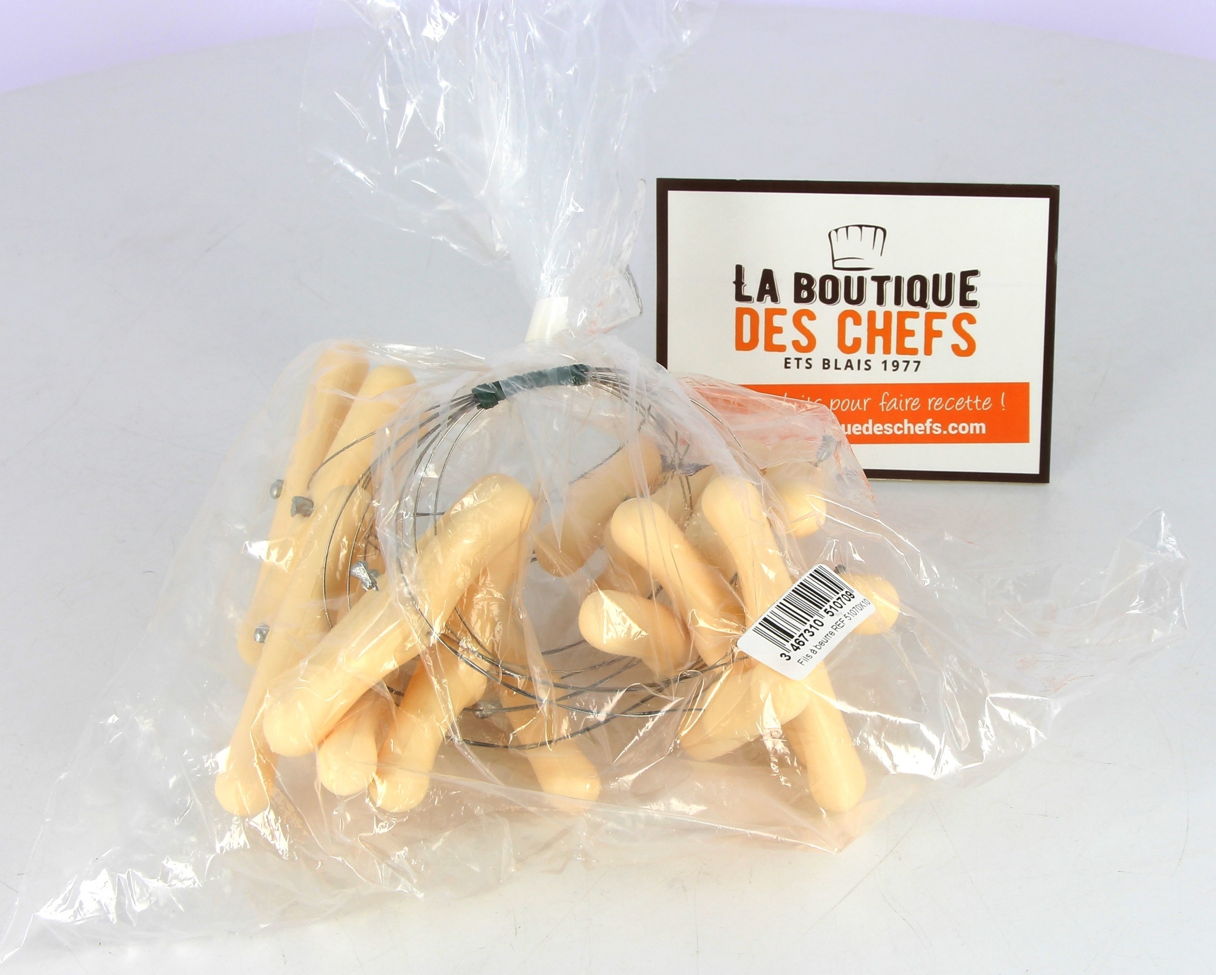 Coupe-fromage et foie gras à fil et plateau - inox