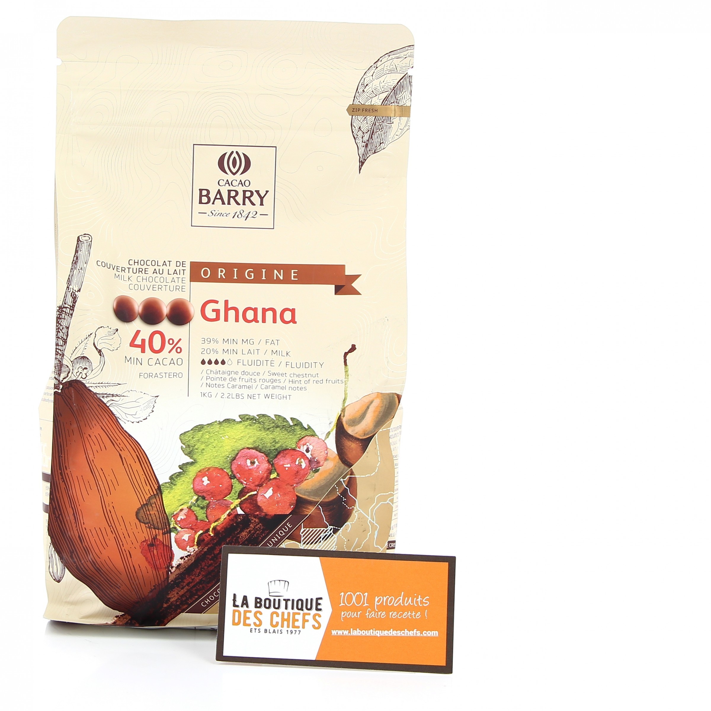 Tablette de chocolat au lait origine Ghana 40%
