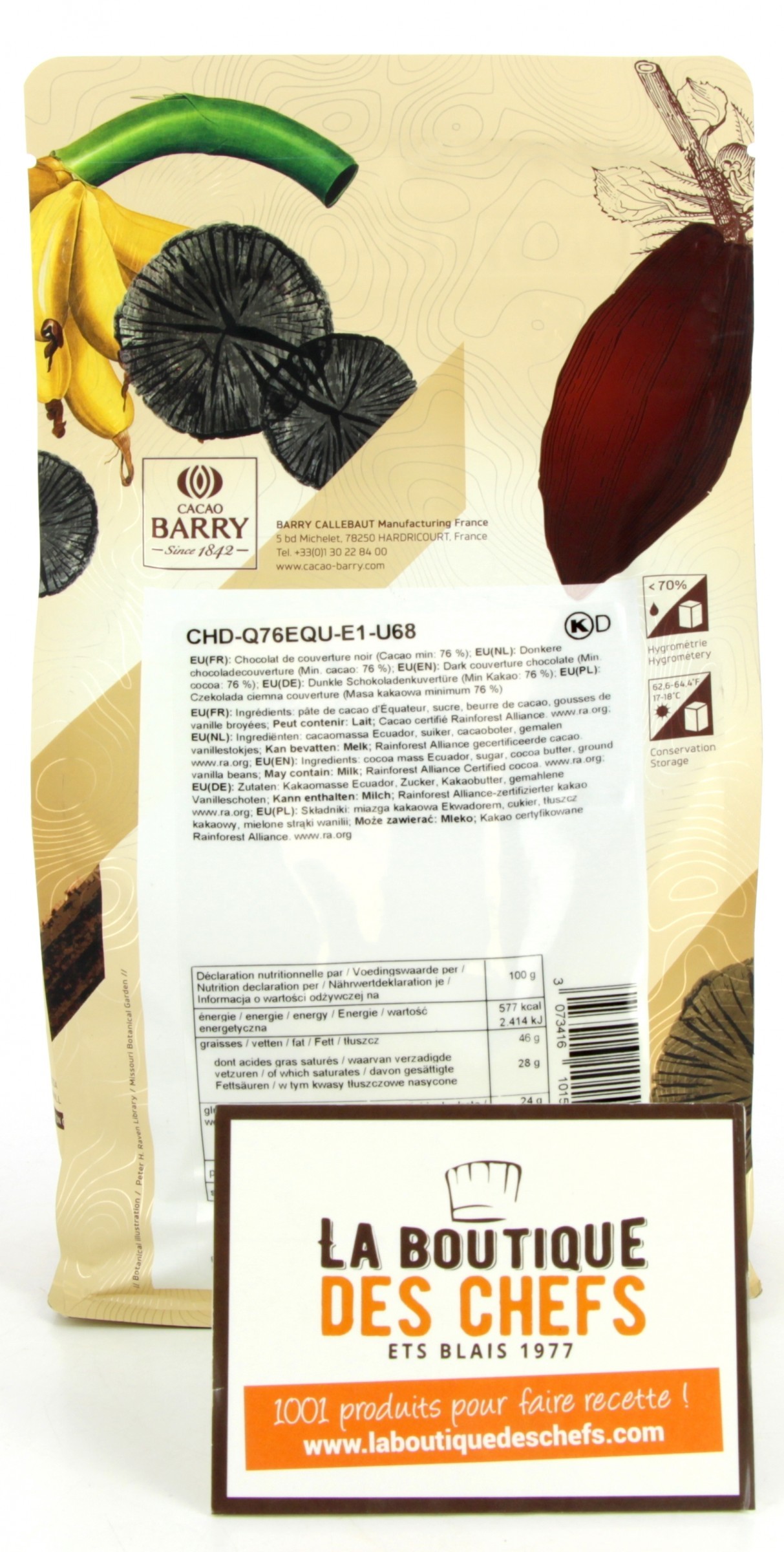 Beurre de cacao en pistoles 1 kg - Chocolat Barry