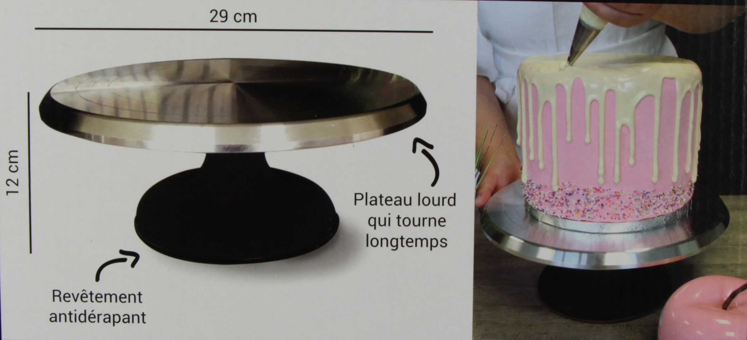 Plateau tournant gâteau inox sur pied - Plats / Plateaux